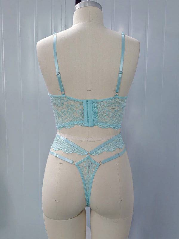 Luxe 3D Floral Lace Bra Set – Beaded Embroidery Two-Piece Lingerie