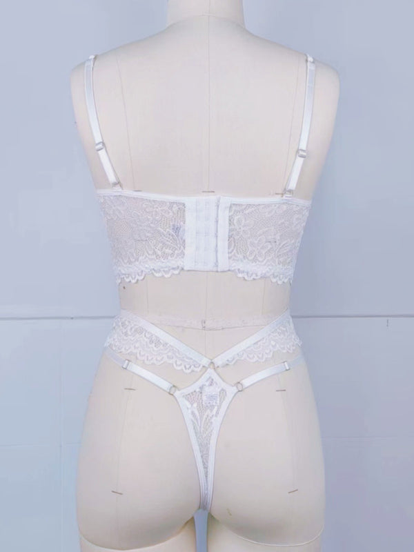 Luxe 3D Floral Lace Bra Set – Beaded Embroidery Two-Piece Lingerie